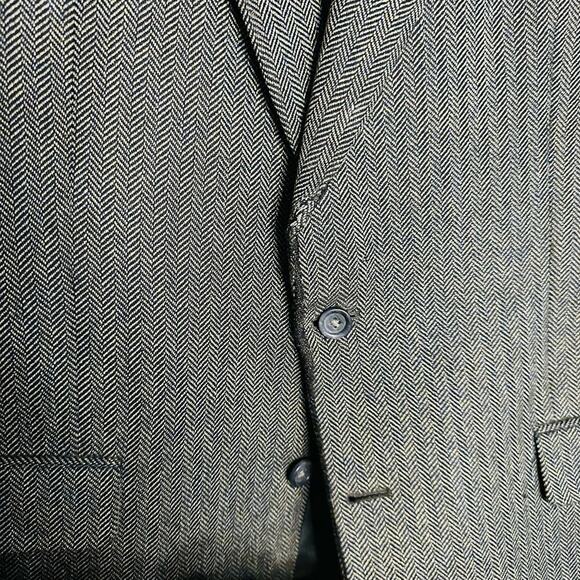 BURBERRY London Mens Gray Herringbone 44 Long Wool Silk Blend Blazer Size 44 - Picture 6 of 14